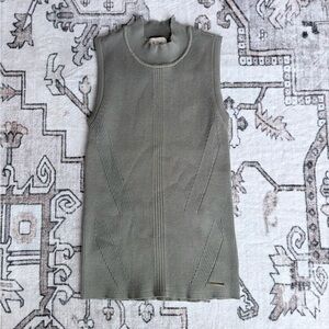 Elie Tahari Ribbed Knit Mock Neck Top in Sage Green